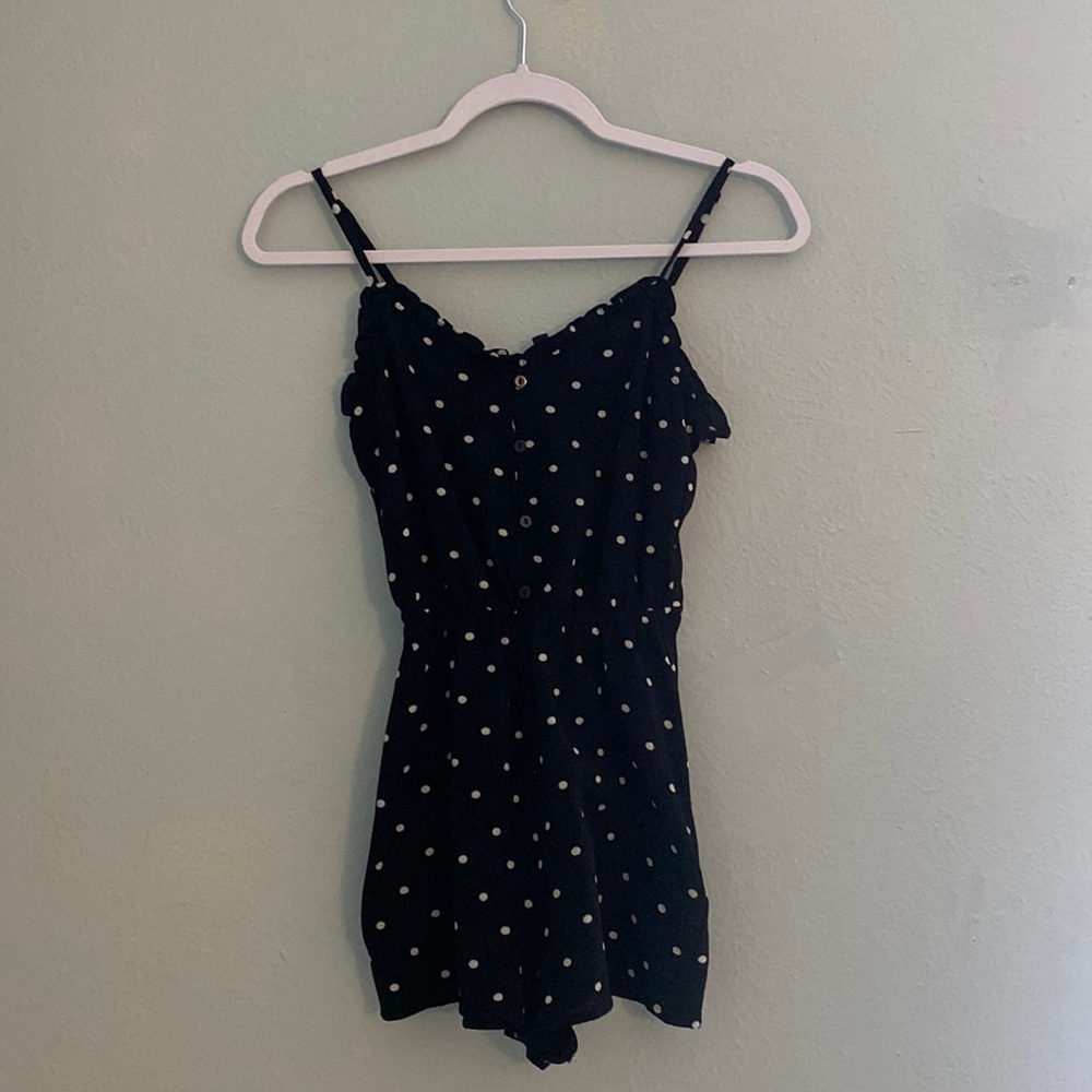 H&M, black and white polka dot romper